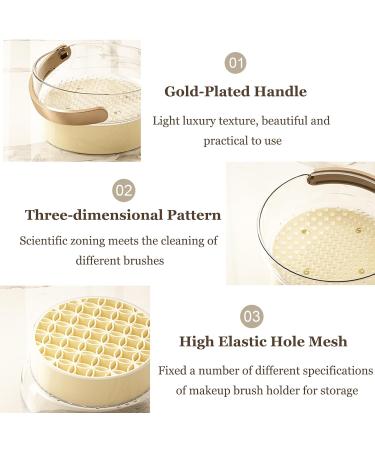 3 in 1 Makeup Brush Cleaner Mat & Bowl Set - Dust-proof Lid Hanging Drying Basket for Brushes & Sponges - Organize & Clean Makeup Tools (Cream - Buy Online on GoSupps.com