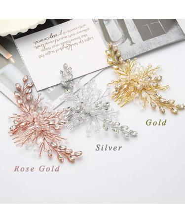 Unicra Bride Wedding Hair Comb Crystal Hair Accessories Bridal Flower Hair Pieces for Women and Girls (Silver) - Buy Online on GoSupps.com