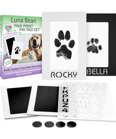 Luna Bean Paw Print Kit - Mess-Free Paw Print Stamp Pad for Dogs & Cats - 14pc Dog Nose Print Kit & Pet Paw Print Impression Kit- Clean - Touch Ink Pad for Dog Paw Prints - Dog Mom Gifts for Women