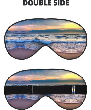 Serene Seaside Sunset Print Sleep Mask - Double-Sided Unisex Eye Mask for Sound Sleep & Skin Care - Buy Online on GoSupps.com