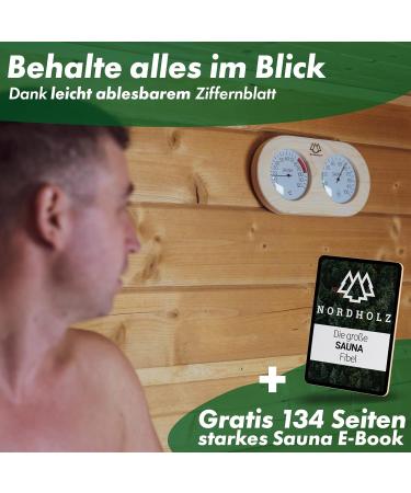 Nordholz 2in1 Sauna Thermometer Hygrometer - Accurate Temperature & Humidity Control for a Relaxing Atmosphere - Premium Wooden Sauna Accessory - Buy Online on GoSupps.com