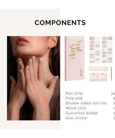NAILOG Semi Cured Gel Nail Strips 34 pcs Salon-Quality Gel Nail Stickers Long Lasting Nail Wraps for Women with Soft Gel Finish Astria - Buy Online on GoSupps.com