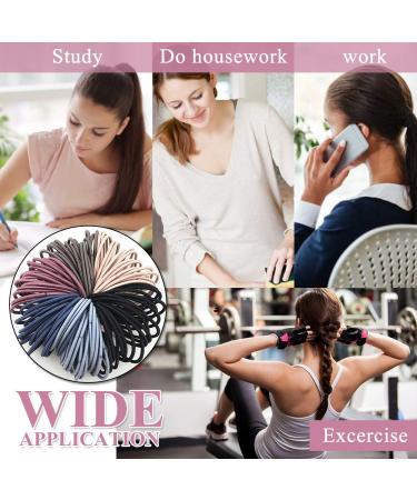 Xcozu 100-Pack Multi-Colored Hair Ties for Girls & Women - Metal-Free Elastic Ponytail Holders 50x3mm - Buy Online on GoSupps.com