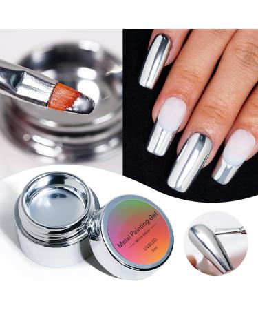 Metallic Painting Gel - 5ml Silver Metal Painted Gel Nail Polish - Reflective High Shine Nail Polish Soak Off UV/LED - Drawing Mirror Nail Gel Polish - Buy Online on GoSupps.com