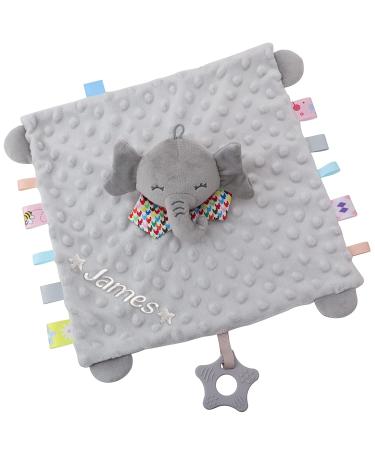 Baby Keepsake Rattle Personalized Security Blanket with Custom Embroidered Name for Newborn Baby Boys and Girls  Super Soft Plush Stuffed Elephant Baby Cuddle Blanket Snuggle Toy with Rattle Elephant Grey - Buy Online on GoSupps.com