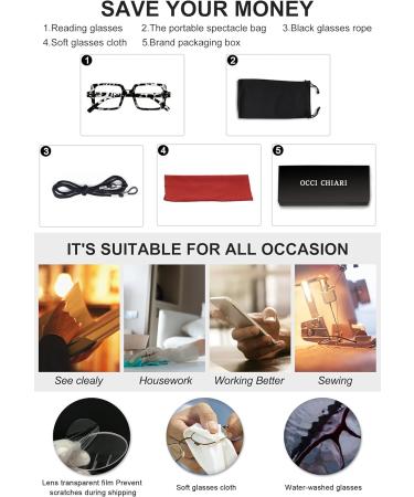 OCCI CHIARI Women's Reading Glasses 3.5 - Stylish Nerd Frames | Available in Multiple Strengths (1.0 to 6.0) - International Shipping - Buy Online on GoSupps.com