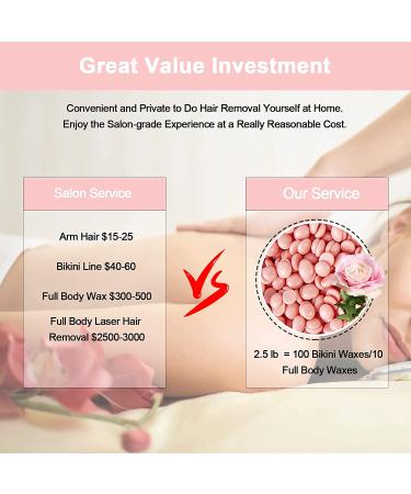 PURPLESKY Hard Wax Beads 2.5LB - Hair Removal for Sensitive Skin - Brazilian Waxing Kit for Women - Rose Scent - Includes 20 Wax Sticks - Buy Online on GoSupps.com