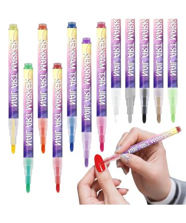 Nail Art Pens - 12 Colors 3D Gel Pen for Nail Art | Toenail Contour Markers for Home Party Wedding Formal Travel Manicure Festival Casual Women's
