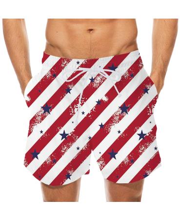 Comfy Swim Shorts for Men, Eagle American Flag Swim Trunk Shorts Swimsuit Stretch Waistband Beach Shorts Navy#1 Large