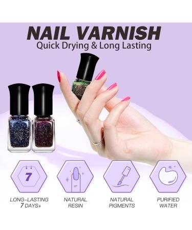 Nail Varnish - Chrome Nail Polish Quick Dry Nail Polishes Holo Glitter Nail Lacquer Iridescent Nail Art Varnish 7 Days Long Lasting Nail Paint Gel Polish (6ml) - Buy Online on GoSupps.com
