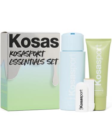 Kosasport Essentials Set - Active Skincare Trio of Deodorant with Shikimic Mandelic and Lactic Acid+ Body Wash with AHA Blend + Lip Balm with Hyaluronic Acid & Vitamin E
