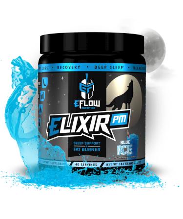 eFlow Nutrition Elixir PM - Night Time Fat Burner and Natural Sleep Support - Appetite Suppressant and Weight Loss Support - Blue Ice (40 Servings)