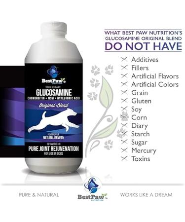 Best Paw Nutrition Liquid Glucosamine Chondroitin for Dogs - Hip Dysplasia & Joint Pain Relief - Canine Health Food Supplement - Natural Pet Vitamins with MSM for Dog Mobility Support - 32oz - Buy Online on GoSupps.com