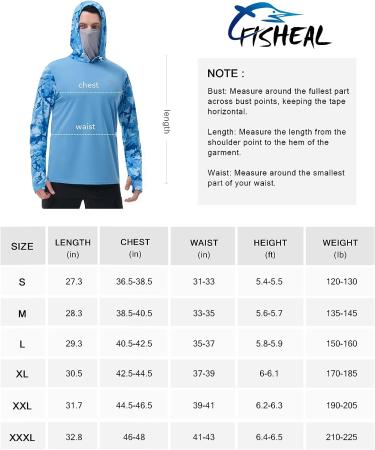 FISHEAL Men's Performance Fishing Hoodie Shirt - UPF 50+ Camo Long Sleeve with Face Mask, Sparkling Blue Camo - Size Large - Buy Online on GoSupps.com