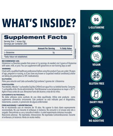  NF Sports Pure Glutamine Powder for Muscle Recovery, Immunity Support & Focus - L-Glutamine Powder for Women/Men. Post Workout Recovery Drink - Vegan, Gluten Free - Unflavored (300g, 60 Servings) - Buy Online on GoSupps.com