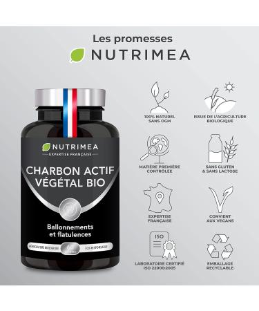 PURECOAL Organic Activated Carbon - Patented Vegetable Charcoal - Made from French Chestnut Wood - Against Bloating Flatulence Swollen Belly - 60 Vegan Capsules - Nutrimea - Buy Online on GoSupps.com