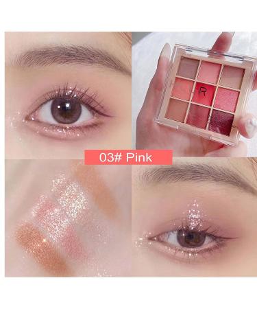 9 Color Glitter Matte Eyeshadow Palette - Pink Nude Red Cream Shimmer Eye Makeup Palette - Waterproof Long-Lasting Korean Eye Makeup - Mothers Day Gift (03 Pink) - Buy Online on GoSupps.com