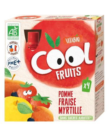 Vitabio Cool Strawberry Apple Fruit Bottles 4 x 90 g - Organic
