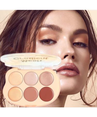Face Palette6 Colors Face Bronzers And Highlighter Palette Waterproof Cream Texture Blendable Long Lasting Makeup - Buy Online on GoSupps.com