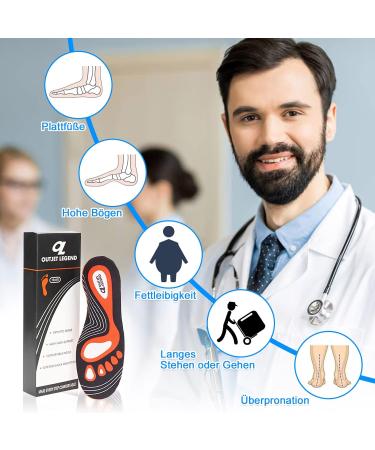 Orthopedic Insoles for Men & Women | Shoe Inserts for Flat Feet Plantar Fasciitis & Foot Pain Relief - Size S (24.5-26.5cm) - Buy Online on GoSupps.com
