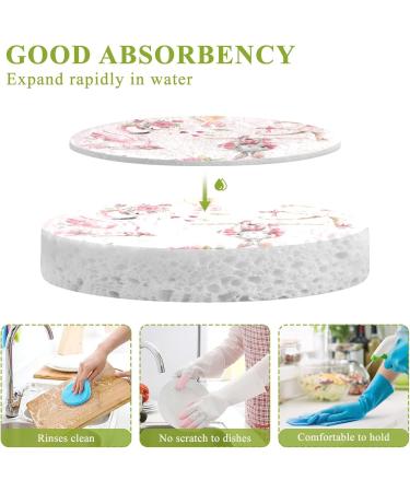 3-Pack Cleaning Kitchen Sponges Oval Cute Animal Pink Kitchen Cellulose Dishwashing Wood Pulp Cotton - Buy Online on GoSupps.com