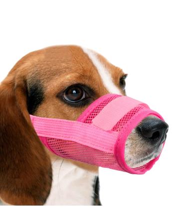 Yaodhaod dogs muzzle nylon mesh breathable and comfortable quick-seated dog inevitation with adjustable straps biting chewing and barking (L pink) l pink
