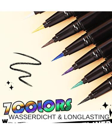  Zibeem Zibeem Shimmering Liquid Eyeliner Set of 7 Vibrant Eyeliner Pencils | Set of 7 Eyebrow Pencils Highly Pigmented and Shimmering Colored Eyeliner - Buy Online on GoSupps.com