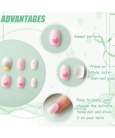 72 Pieces Kids False Nails - Rainbow Theme Full Cover Short Artificial Nail Kit for Girls - Children's Nail Design Decoration - 3 Boxes - Buy Online on GoSupps.com