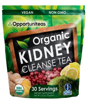Opportuniteas Organic Kidney Detox Tea- Matcha Green Tea Cranberry Lemon & Ginger. 4 Cleansing Superfoods For Drinks. A Natural Detox Cleanse & Organic Energy Drink Vegan & Non-GMO - 30 Servings