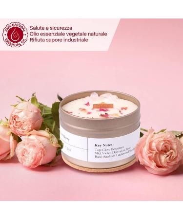 Handmade Rose Fragrance Candle - 100% Natural Wooden Dot Perfect Gift for Women & Mother's Day - 200g/50 Hours Burn Time - Buy Online on GoSupps.com