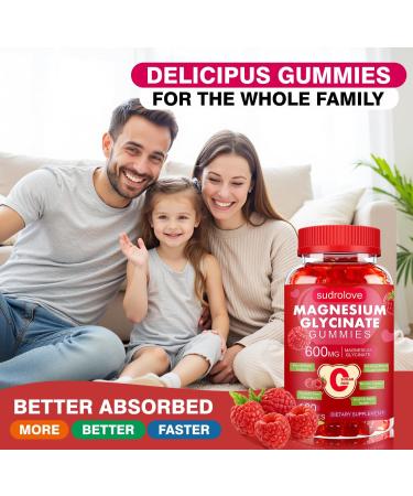 Magnesium Glycinate Gummies 600mg- Sugar Free Mg Potassium Supplement with Magnesium Glycinate, Vitamin D, B6 and CoQ10 for Calm Support & Sleep for Adults, 60 Days Supply ((Pack of 2), Raspberry) Raspberry 120 Count (Pack  - Buy Online on GoSupps.com