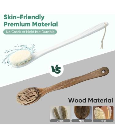 Back Brush for Showering - Long Handle Bath Brush for Seniors | White Shower Brush - Buy Online on GoSupps.com