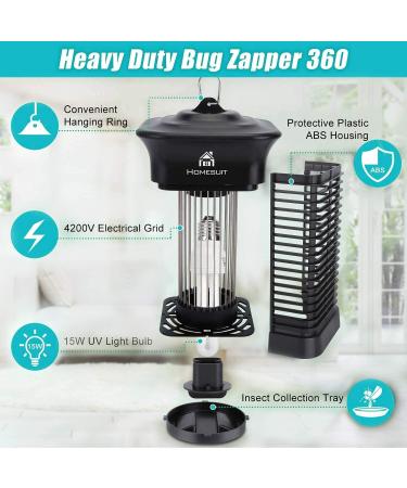 Homesuit 15W Bug Zapper - High Powered Electric Mosquito Killer | Waterproof Outdoor/Indoor Insect Trap for Home, Backyard, Patio - 4000V - Buy Online on GoSupps.com