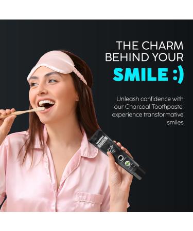Charcoal Activated Whitening Toothpaste - Fresh Menthol Flavor Enamel Protection & Teeth Whitening | 100g - Buy Online on GoSupps.com