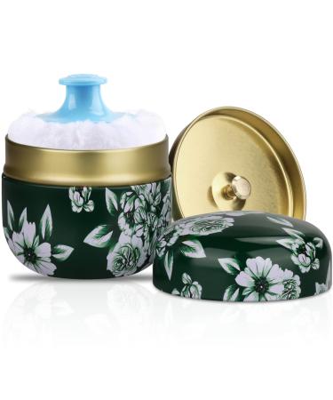 Body Powder Container with Powder Puff  Baby Women Powder Puff Container for Dusting Powder  Bath  Travel (Color Leaves)