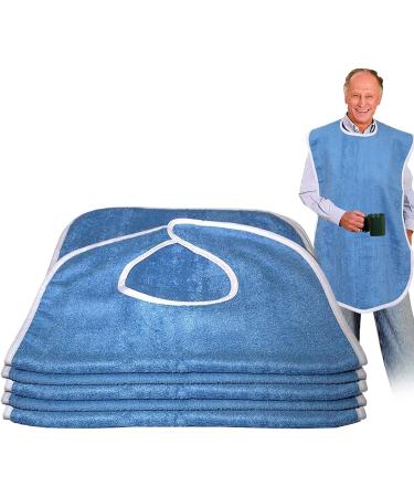 Terry Cloth Bibs - 5 Dining Clothing Protectors - Terry Bib Cloth Protector Washable and Reusable Bibs Clothing Protectors for Elderly Seniors - Buy Online on GoSupps.com