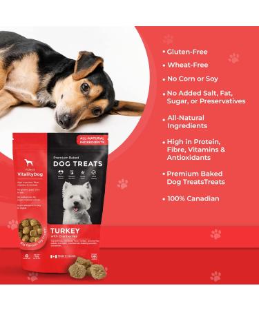 Vitality Dog Turkey with Cranberries (4-Pack) Premium Baked Dog Treats - Training Treats for Dogs Pet Treats Dog Snacks - Made in Canada Grain Free Human Grade 400g / 14.1oz Turkey with Cranberries 400 g (Pack of 4) - Buy Online on GoSupps.com