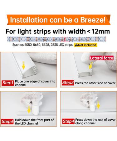 Muzata 50Pack 3.3FT LED Channel System - Silver Aluminum Housing Track for Strip Tape Light - Milky White Cover Lens - U Shape Design - Buy Online on GoSupps.com