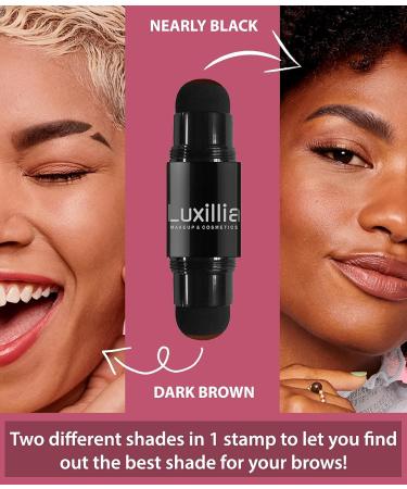 Luxillia Eyebrow Stamp Stencil Kit - Dual-Color, Waterproof & Sweatproof, Dark Brown + Nearly Black - Perfect Instant Brows, Adjustable for All Shapes, Reusable & Easy To Use - Buy Online on GoSupps.com