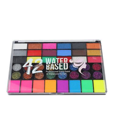 Couleur faciale - Water-based make -up | Couleur du visage bas sur l'eau | Palette de maquillage d'Halloween de 42 couleurs pour le corps du corps Couc sensible Skin pour Festival Aspect