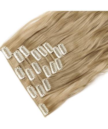 SEGO Clip-in Hair Extensions Set - 8 Piece Wavy Real Hair Extensions in Medium Blonde & Ash Blonde (61cm & 60cm) - Buy Online on GoSupps.com
