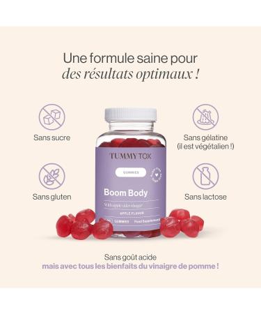 Apple Cider Vinegar Gummies 500mg - The Green Selenium Vitamin B6 Vitamin B12 Folic Acid - Vegan Sugar Free - 30 Day Supply - Boom Body Tummy Tox - Buy Online on GoSupps.com