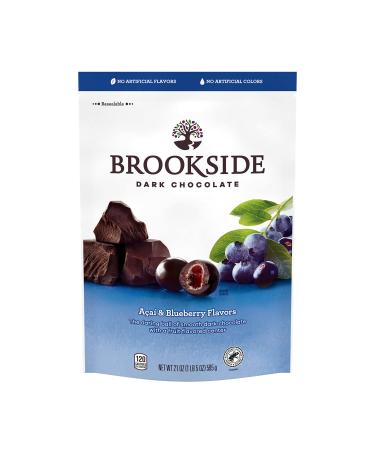 BROOKSIDE Dark Chocolate with Acai and Blueberry Flavors Candy, Resealable Bag, 21 oz Bag
