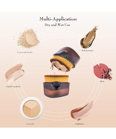 Portable Flat Top Foundation Makeup Brush for Blending Liquid & Cream Cosmetics - Black/Brown - Buy Online on GoSupps.com