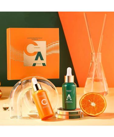 Vitamin C Brightening Serum & Retinol Firming Serum Kit Day-Night Facial Serum Duo Skin Care Set for Glowing & Revitalizing Skin - Buy Online on GoSupps.com