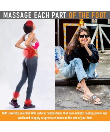 Earth Stone Acupressure Massage Slippers for Women Size 6-7 | Therapeutic Reflexology Sandals for Foot Acupoint Massage and Arch Pain Relief - Buy Online on GoSupps.com
