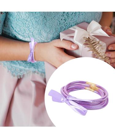 Ciieeo 1pc Ribbon Glitter Bracelet Filled Soft Bracelet Bowknot Bangle Bracelet Jelly Bracelets for Girls Accessories for Men Creative Bracelet Christmas Socks Plastic Man Purple Simple Purple 7.5x7.5cm - Buy Online on GoSupps.com