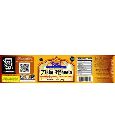 Rani Tikka Masala 7-Spice Blend 3oz PET Jar - All Natural, Salt-Free, Vegan, Gluten Friendly, NON-GMO Powder - 3 Ounce (Pack of 1) - Buy Online on GoSupps.com