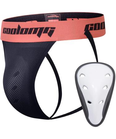 COOLOMG Men's Groin Guard Martial Arts Jockstrap with Cup for Martial Arts Taekwondo Ice Hockey Football Handball S-XXL L Black - Buy Online on GoSupps.com