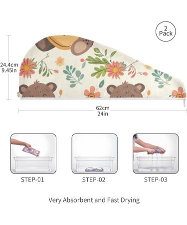 Brown Bear Guitar Hair Towel 2 Pack - Super Absorbent Quick Dry Hair Turbans for Women & Girls - Buy Online on GoSupps.com